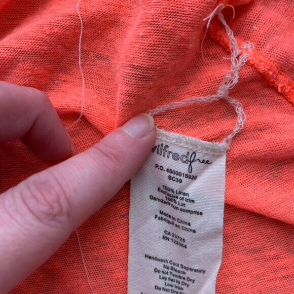 Aritzia Wilfred Free Tank Top Cropped Bright neon orange flowy Burnout Size XS - Picture 7 of 9